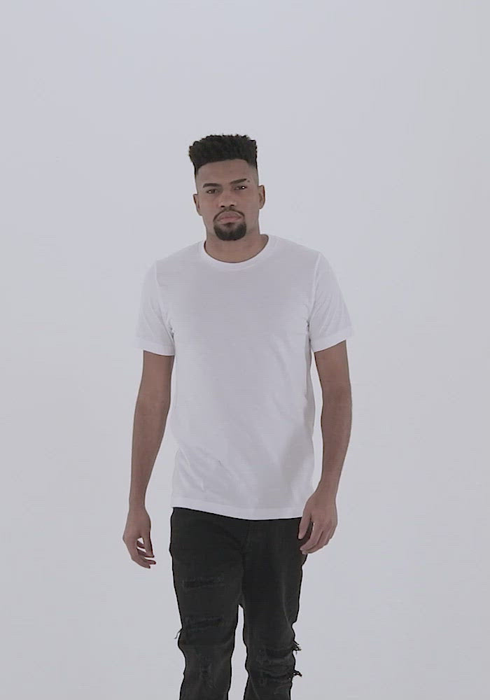 A video showing the fit of the Unisex Staple T-Shirt Bella + Canvas 3001.mp4
